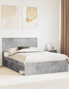 vidaXL Рамка за легло Бетоново сиво 150 x 200 cm Солидно борово дърво