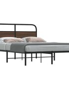 vidaXL Рамка за легло без матрак 135x190 см кафяв дъб инженерно дърво