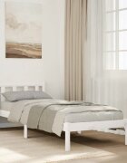 vidaXL Рамка за легло без матрак бял 100x210 см борово дърво масив