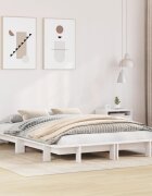 vidaXL Рамка за легло без матрак бял 140x200 см бор масив