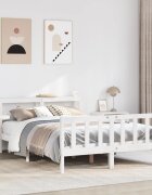vidaXL Рамка за легло без матрак бял 140x200 см бор масив