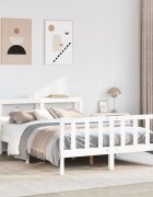 vidaXL Рамка за легло без матрак бял 150x200 см бор масив