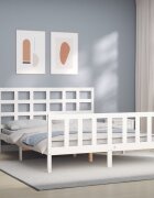vidaXL Рамка за легло без матрак бял 160x200 см бор масив