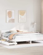 vidaXL Рамка за легло без матрак бял 160x200 см бор масив