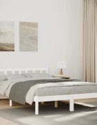vidaXL Рамка за легло без матрак бял 160x210 см борово дърво масив