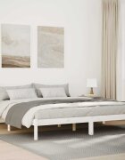 vidaXL Рамка за легло без матрак бял 180x220 см борово дърво масив
