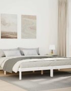 vidaXL Рамка за легло без матрак бял 200x220 см борово дърво масив
