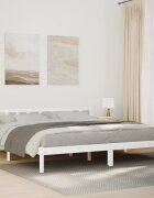 vidaXL Рамка за легло без матрак бял 200x220 см борово дърво масив