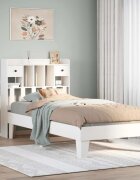 vidaXL Рамка за легло без матрак бял 90x200 см бор масив