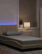 vidaXL Рамка за легло без матрак Hanko кремава 100x200 см плат