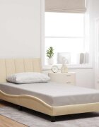 vidaXL Рамка за легло без матрак Hanko кремава 100x200 см плат