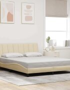 vidaXL Рамка за легло без матрак Hanko кремава 160x200 см плат