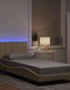 vidaXL Рамка за легло без матрак Hanko кремави 90x200 см плат