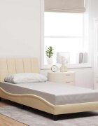 vidaXL Рамка за легло без матрак Hanko кремави 90x200 см плат