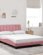 vidaXL Рамка за легло без матрак Hanko розова 140x200 см кадифе