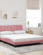 vidaXL Рамка за легло без матрак Hanko розова 160x200 см кадифе