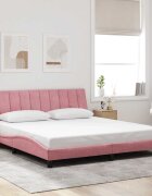vidaXL Рамка за легло без матрак Hanko розова 180x200 см кадифе