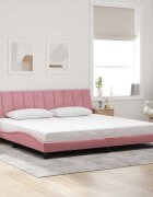 vidaXL Рамка за легло без матрак Hanko розова 200x200 см кадифе
