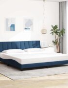 vidaXL Рамка за легло без матрак Hanko синя 200x200 см плат