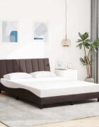 vidaXL Рамка за легло без матрак Hanko тъмнокафява 140x200 см плат