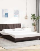 vidaXL Рамка за легло без матрак Hanko тъмнокафява 160x200 см плат