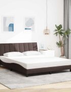 vidaXL Рамка за легло без матрак Hanko тъмнокафява 160x200 см плат