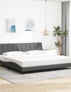 vidaXL Рамка за легло без матрак Hanko тъмносива 200x200 см плат