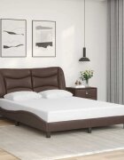 vidaXL Рамка за легло без матрак Hvar кафява140x190 см изкуствена кожа