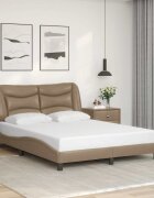 vidaXL Рамка за легло без матрак Hvar капучино 140x190 см изкуствена кожа