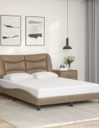 vidaXL Рамка за легло без матрак Hvar капучино 140x200 см изкуствена кожа