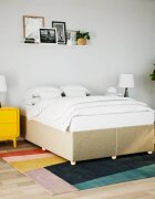 vidaXL Рамка за легло без матрак кремава 160x200 см плат