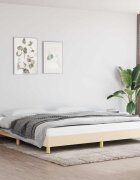 vidaXL Рамка за легло без матрак кремава 200x200 см плат