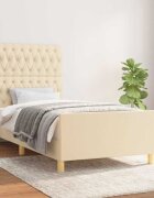 vidaXL Рамка за легло без матрак кремави 90x200 см плат