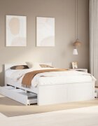vidaXL Рамка за легло без матрак с табла бял 150x200 см бор масив