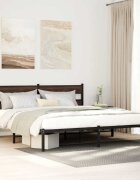 vidaXL Рамка за легло без матрак с табла кафяв дъб 200x200 см