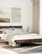 vidaXL Рамка за легло без матрак с табла опушен дъб 140x200 см