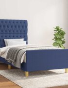 vidaXL Рамка за легло без матрак Синьо 90x200 см плат