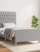 vidaXL Рамка за легло без матрак светлосива 90x190 см плат
