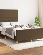 vidaXL Рамка за легло без матрак тъмнокафява 120x200 см плат