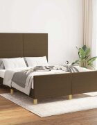 vidaXL Рамка за легло без матрак тъмнокафява 140x190 см плат