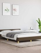 vidaXL Рамка за легло без матрак тъмнокафява 140x200 см плат