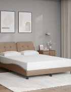 vidaXL Рамка за легло без матрак Zadar капучино 140x190 см изкуствена кожа