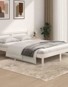 vidaXL Рамка за легло бор масив 150x200 см бяла King Size