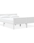 vidaXL Рамка за легло борова дървесина масив бяла 160x200 cм
