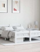 vidaXL Рамка за легло бяла борова дървесина масив 140x200 cм