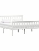 vidaXL Рамка за легло бяла борова дървесина масив 160x200 cм