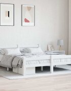 vidaXL Рамка за легло бяла борова дървесина масив 160x200 cм