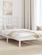 vidaXL Рамка за легло бяла дърво масив 100x200 см