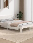 vidaXL Рамка за легло бяла дърво масив 135x190 cм Double