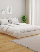 vidaXL Рамка за легло бяла дърво масив 135x190 cм Double